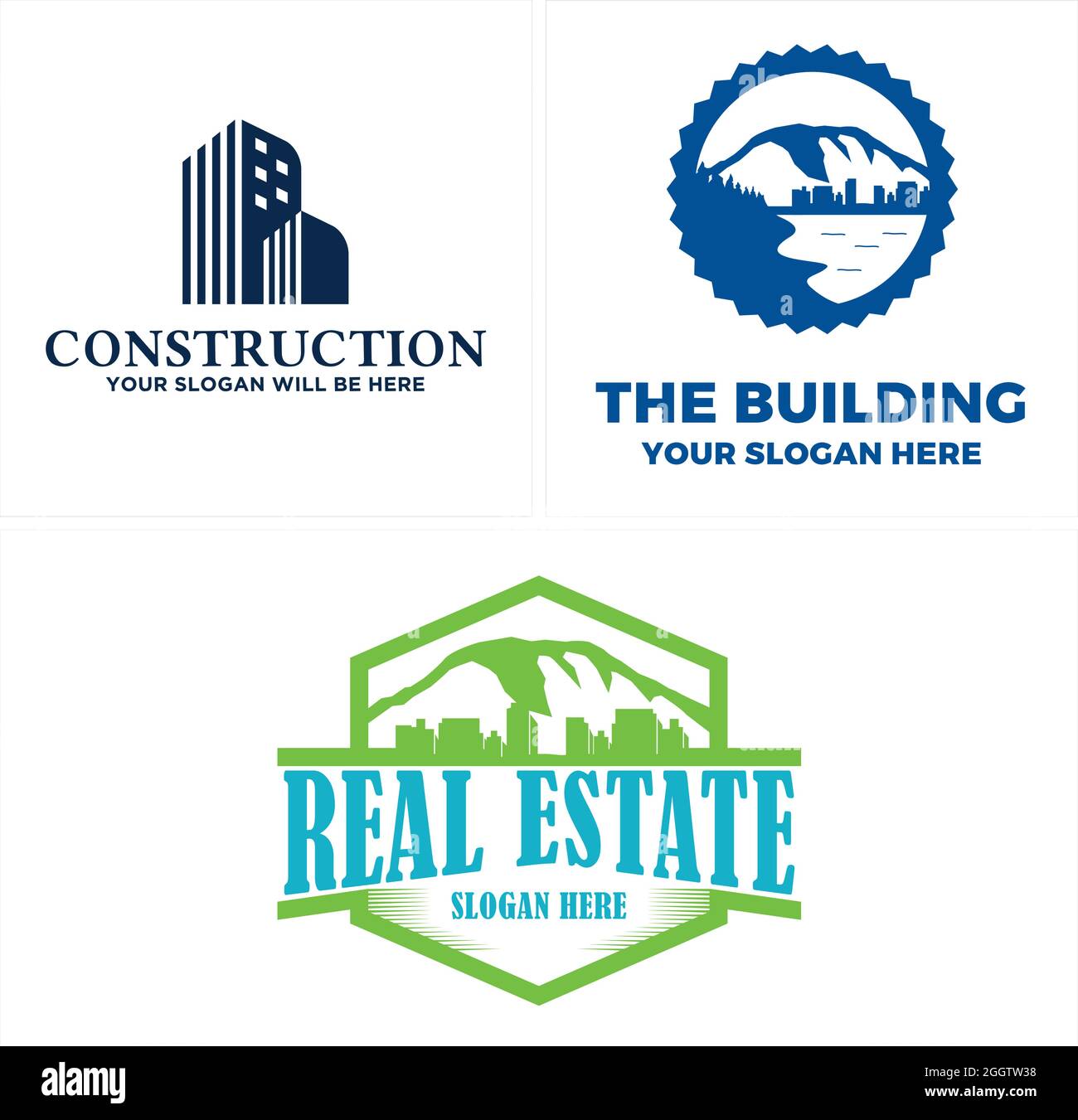Bau Gebäude Wohnung Logo Design Stock Vektor
