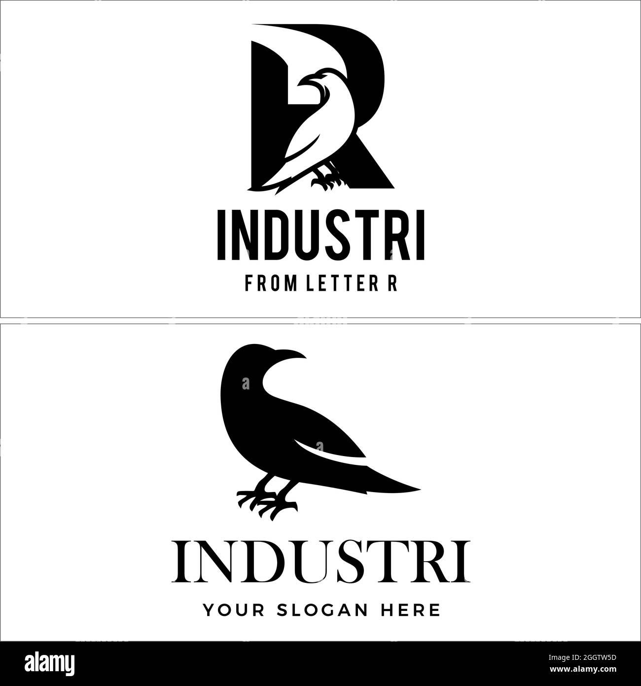 Business Industrie Buchstaben R und Vogel Symbol Symbol Logo Design Stock Vektor