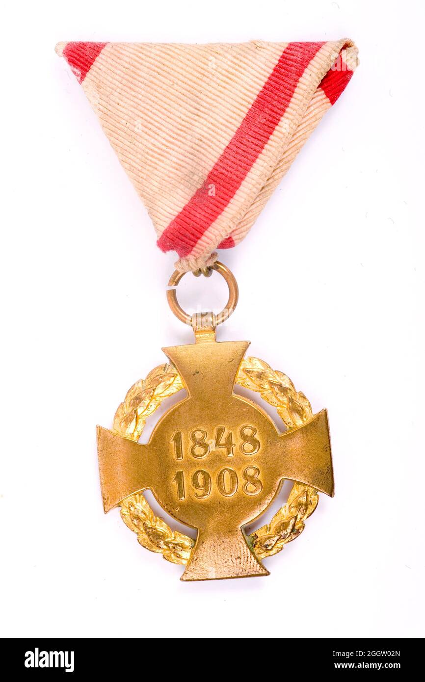 Medaille zum 60. Regierungsjubiläum von Franz Joseph I. von Österreich, Österreich Stockfoto