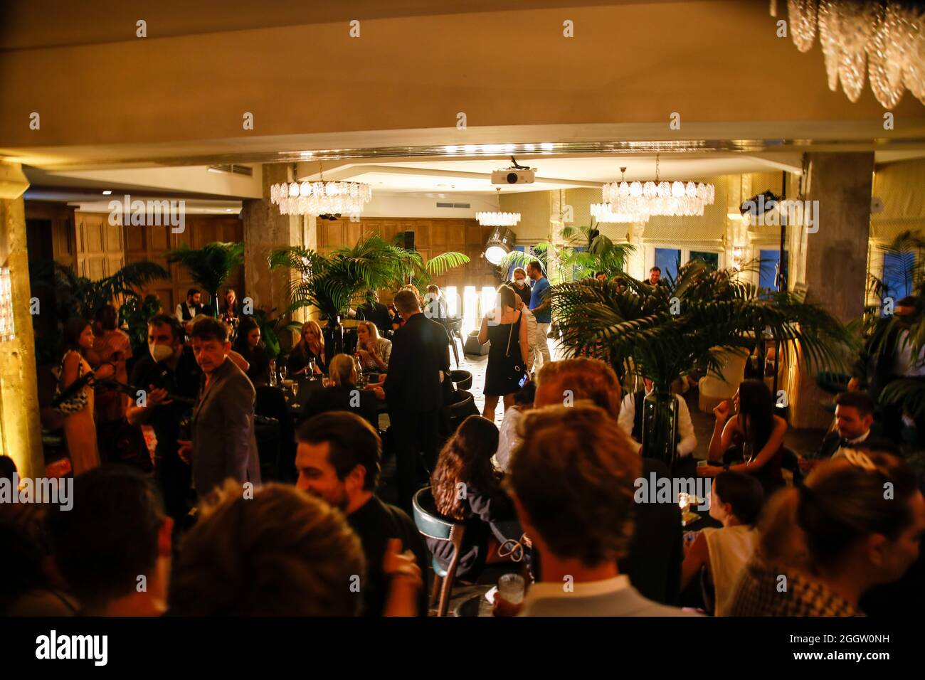 02. September 2021, Berlin: Innenansicht bei der Wohltätigkeitsveranstaltung 'UNO Playing for Good' im Soho Haus. Foto: Gerald Matzka/dpa Stockfoto