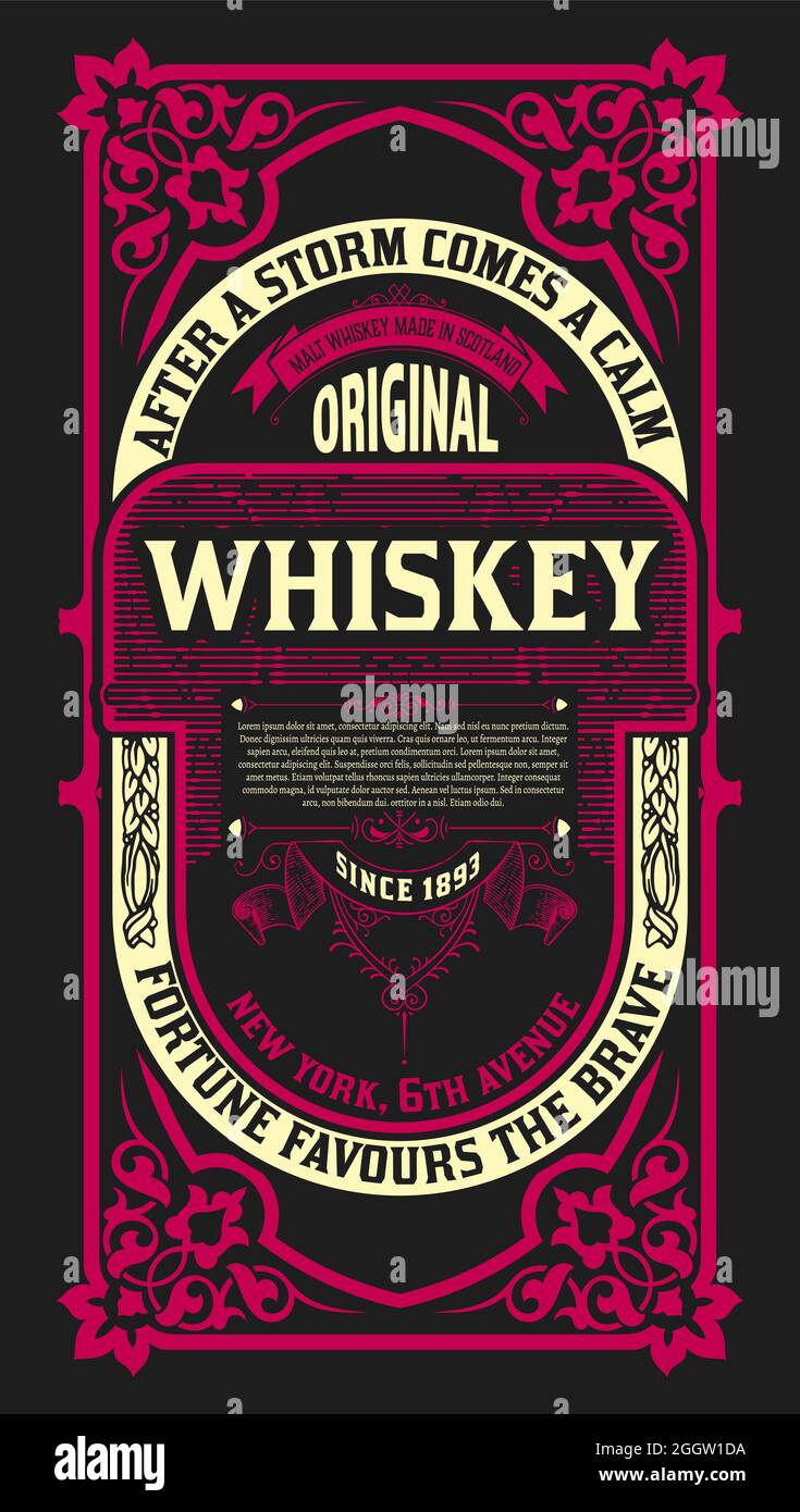 Whisky-Label mit alten Rahmen Stock Vektor