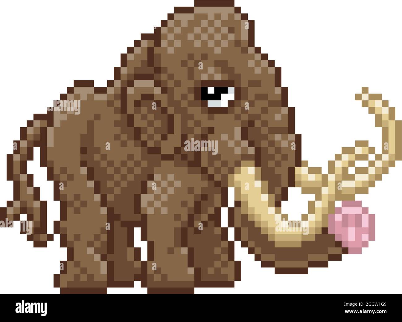 Woolly Mammoth Pixel Art Videospiel Cartoon Stock Vektor