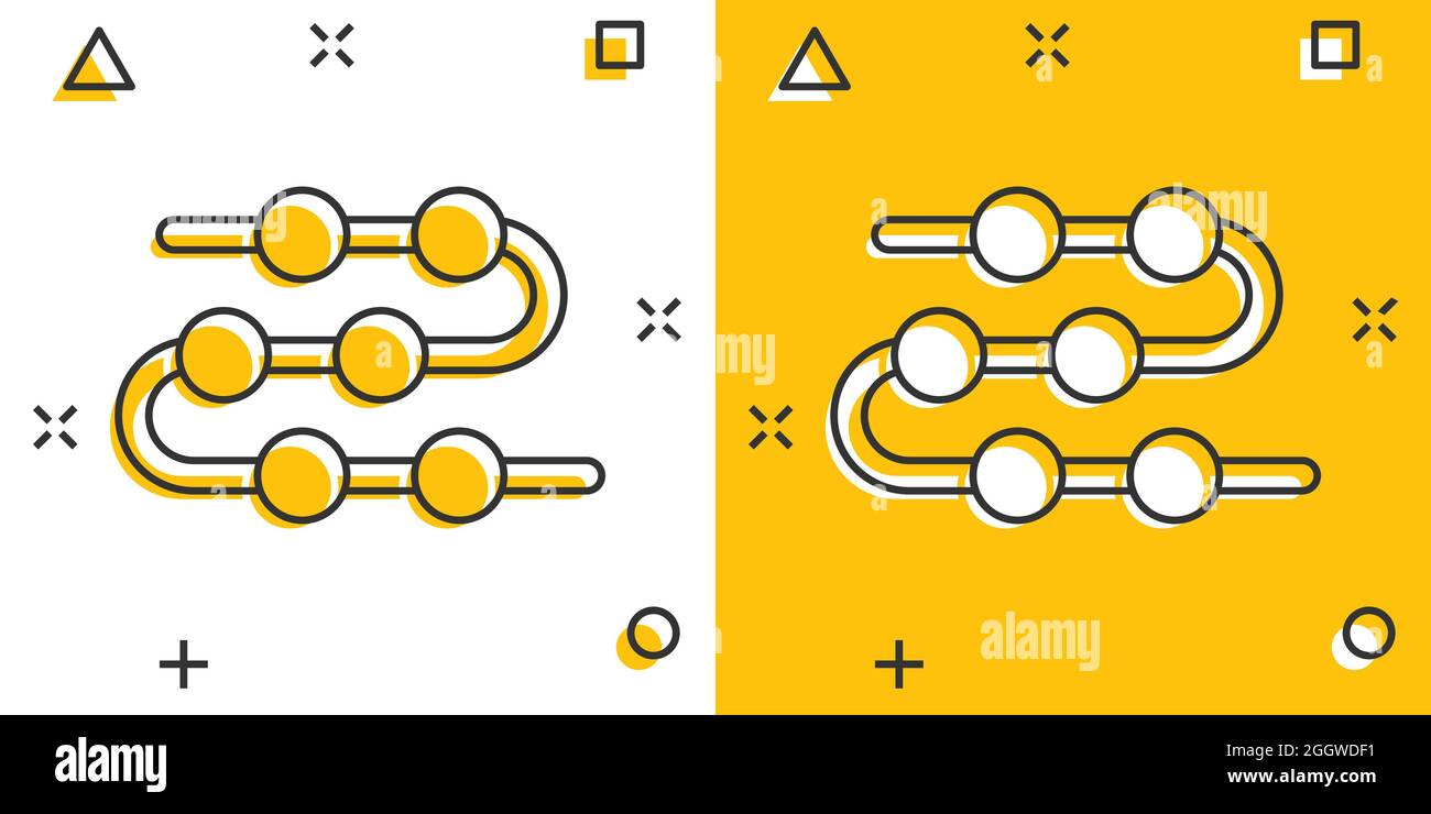 Timeline-Symbol im Comic-Stil. Fortschritt Cartoon Vektor-Illustration auf weißem isolierten Hintergrund. Diagramm Splash-Effekt Geschäftskonzept. Stock Vektor