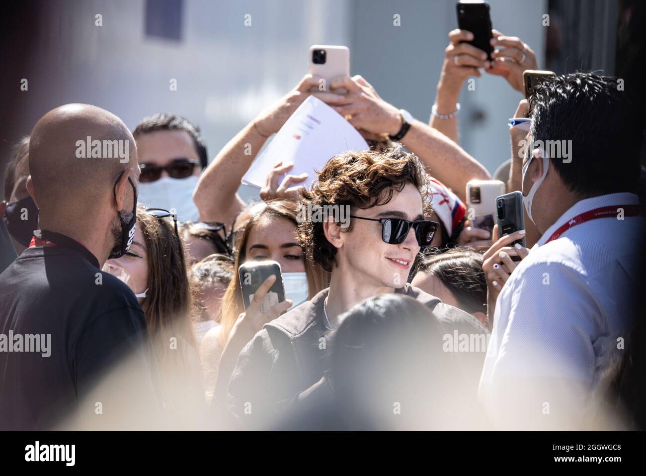 Palazzo del Casino, Lido di Venezia, Italien, 03. September 2021, Timothee Chalamet verlässt den Palazzo del Casino nach der 'Dune'-Fotokonferenz. Während des 78. Venice Film Festival 2021 - Nachrichten Stockfoto