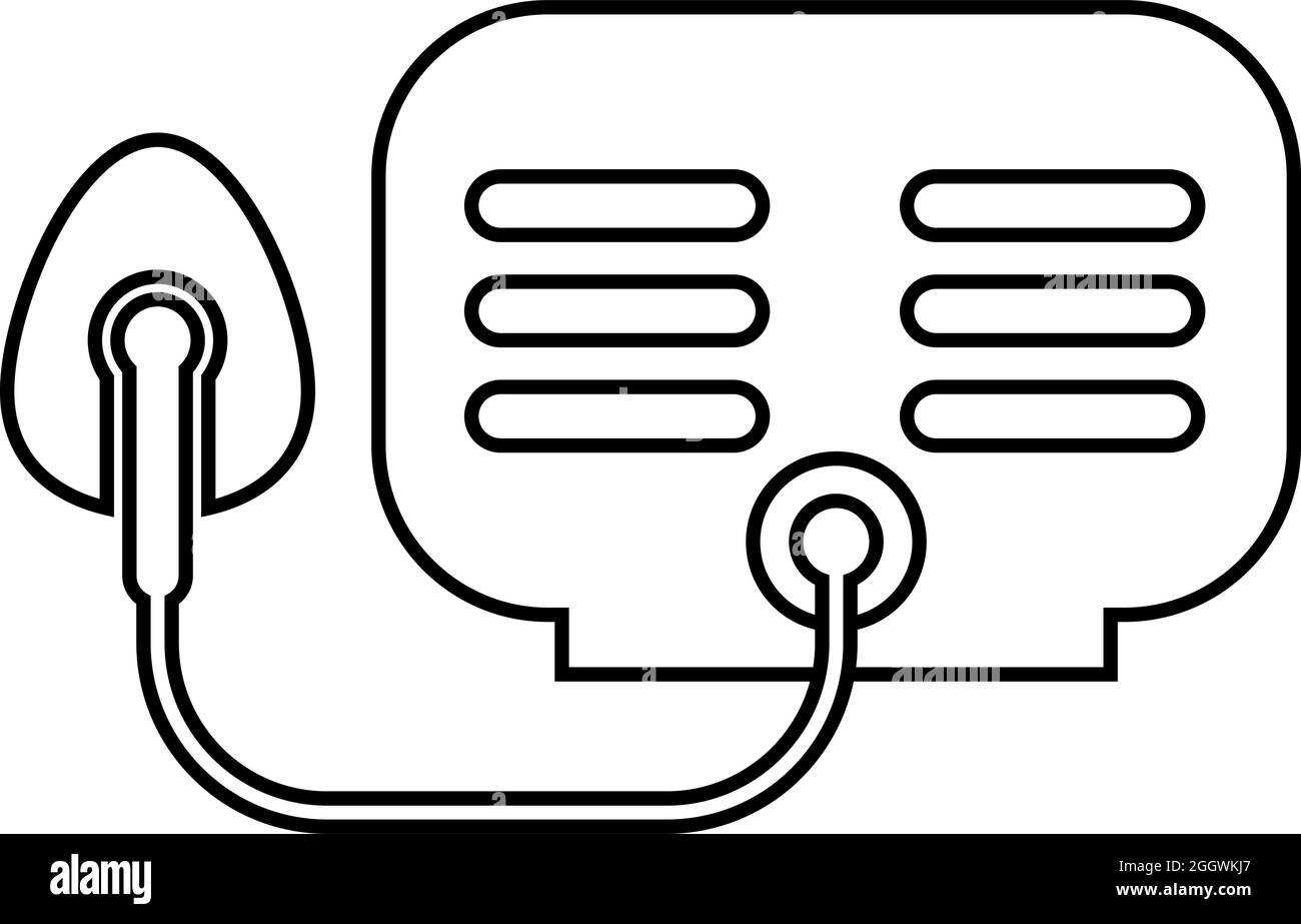 Inhalator Vernebler Medizinische Aerosolgeräte Konturumriss Symbol schwarze Farbe Vektor Illustration flach Stil einfaches Bild Stock Vektor