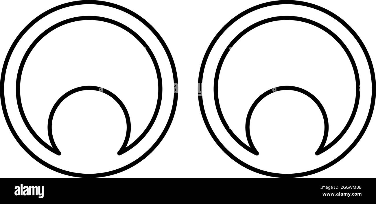 Eyes Look Konzept zwei Paare Eye View Konturumriss Symbol schwarze Farbe Vektor Illustration flach Stil einfaches Bild Stock Vektor