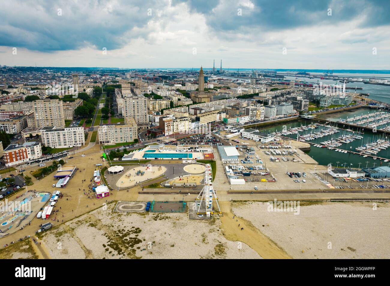 Luftaufnahme der Stadt Le Havre in der Normandie, Frankreich Stockfoto