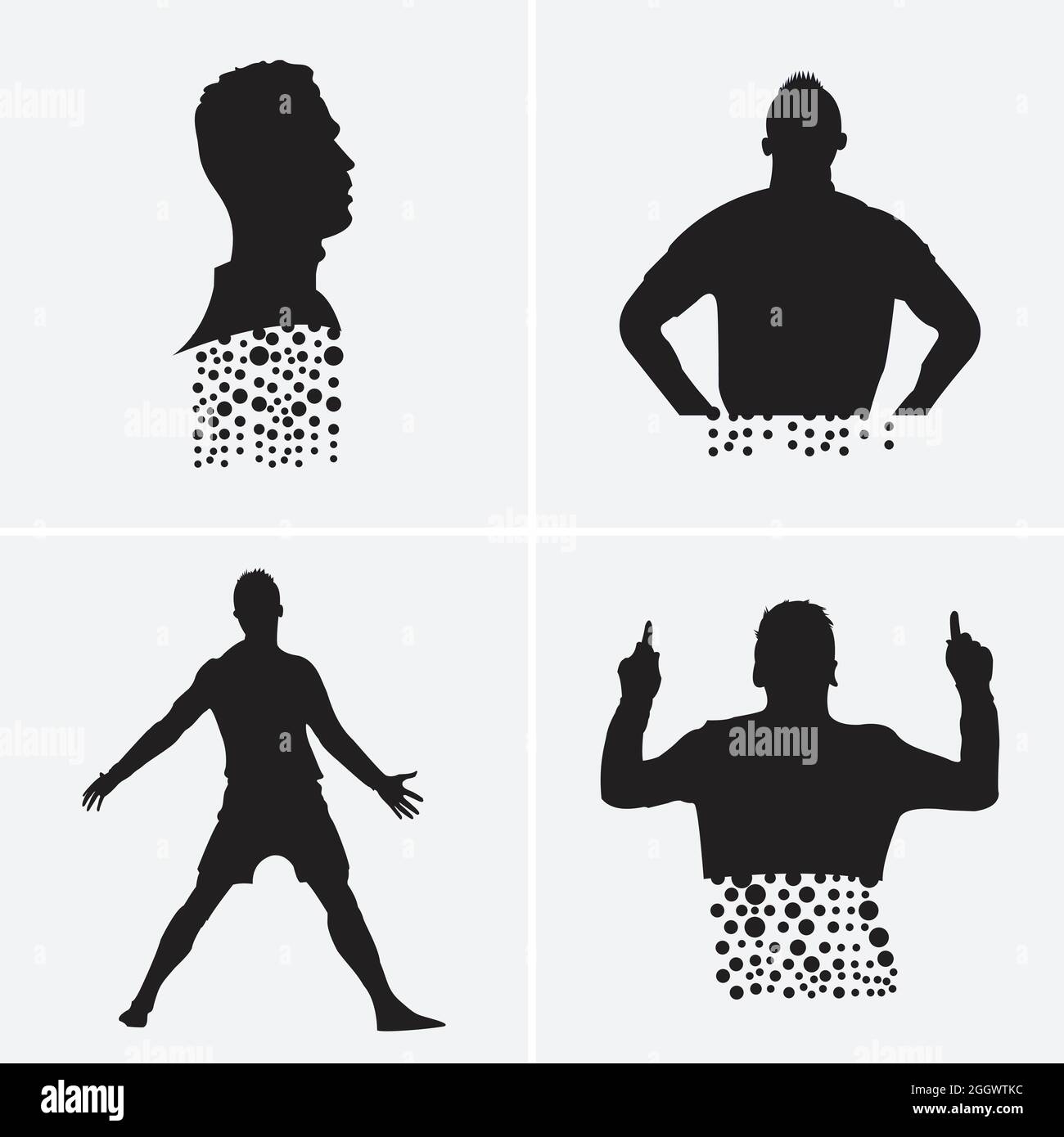 Cristiano Ronaldo Vektor Silhouette schwarz Edition, die Illustration kann für verwendet werden, Magazin, News, Web, Sammlung, Und vieles mehr Stock Vektor