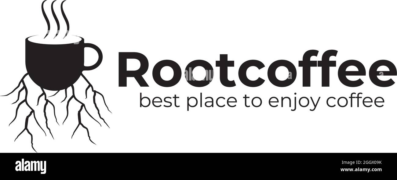 Root Kaffeehaus Logo Design Vektor Vorlage Stock Vektor