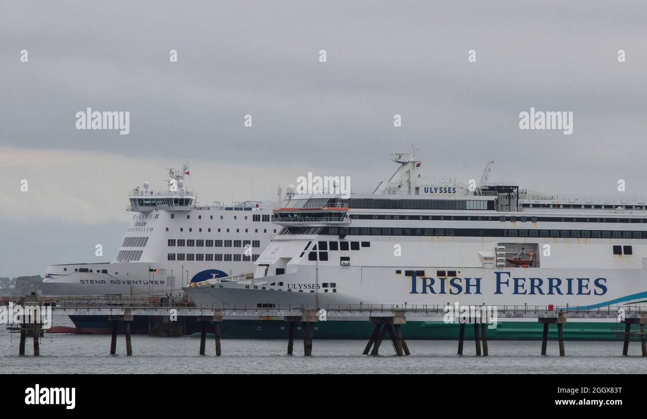 Die irische Fähre verlässt Holyhead und fährt nach Dublin Stockfoto