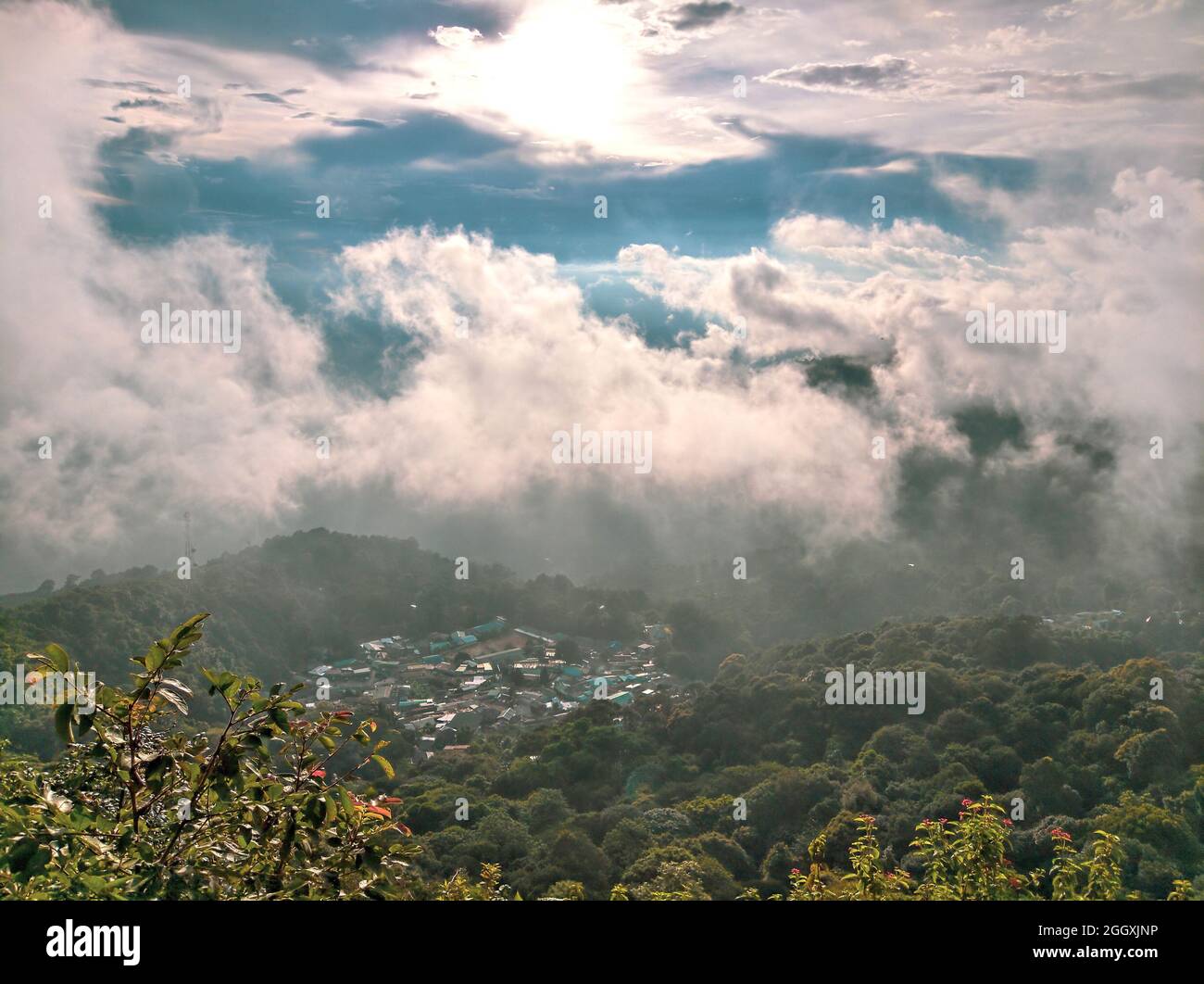 Nebel auf dem Berg Doi Suthep in chiang Mai, Thailand Stockfoto