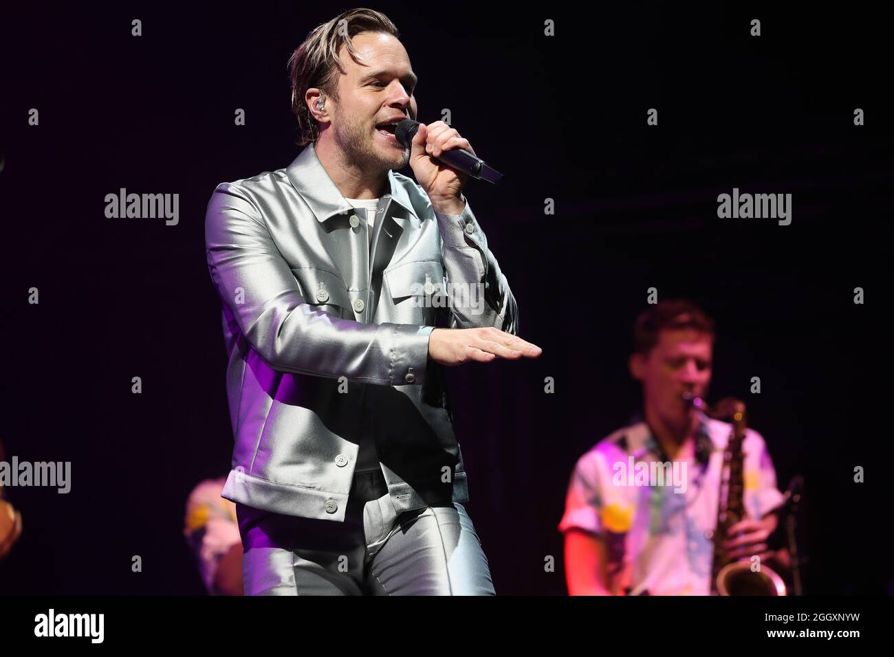 DARLINGTON, GROSSBRITANNIEN. 28. AUGUST Olly Murs in einem Konzert in der Northern Echo Arena, Darlington am Samstag, 28. August 2021. (Foto von: Mark Fletcher | MI News) Kredit: MI Nachrichten & Sport /Alamy Live News Stockfoto