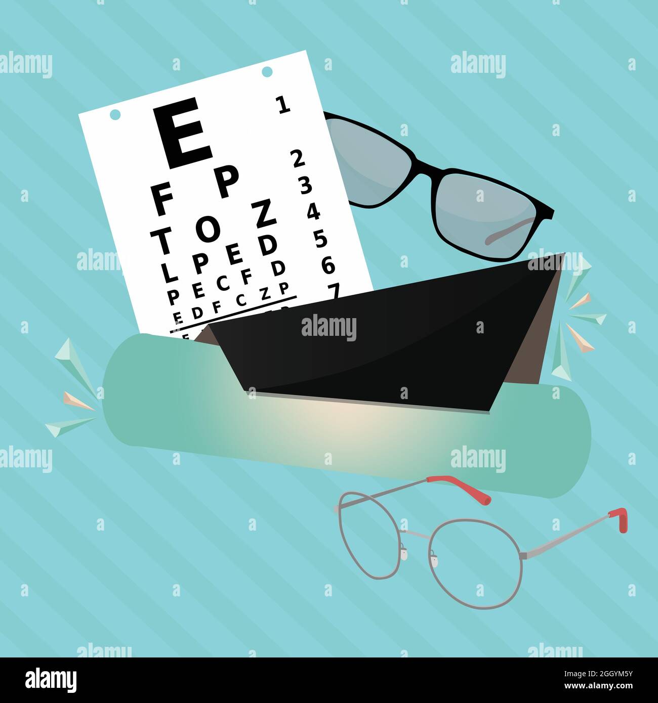 Ophthalmologie Bannervorlage Design, Augentestkonzept Vektordarstellung mit Brille, Optical Store Illustration mit Kopierraum. Stock Vektor