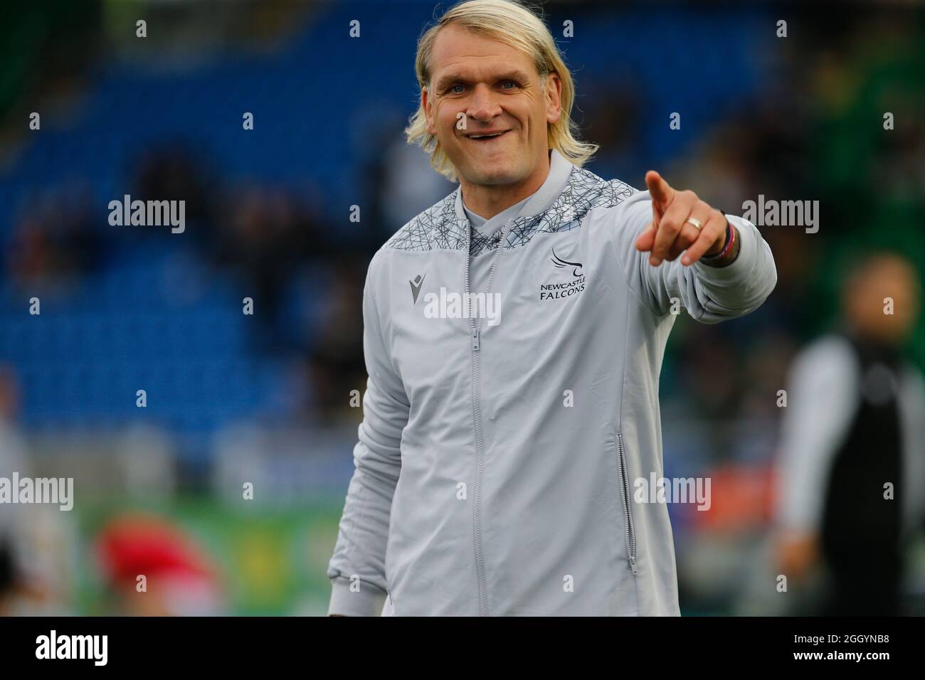 Glasgow, Großbritannien. 03. September 2021.Scott MacLeod, Trainer der Falcons Line-Out-Reihe, wird vor dem Vorsaison-Freundschaftsspiel zwischen Glasgow Warriors und Newcastle Falcons am Freitag, 3. September 2021 im Scotstoun Stadium in Glasgow abgebildet. (Kredit: Chris Lishman | MI News) Kredit: MI Nachrichten & Sport /Alamy Live News Stockfoto