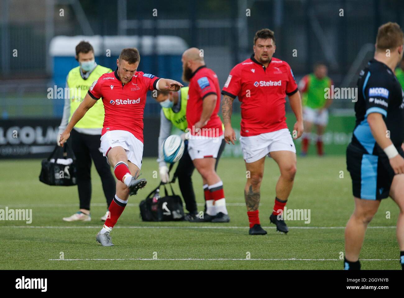 Glasgow, Großbritannien. 03. September 2021.Brett Connon von Newcastle Falcons tritt beim Freundschaftsspiel vor der Saison zwischen Glasgow Warriors und Newcastle Falcons am Freitag, den 3. September 2021 im Scotstoun Stadium in Glasgow auf. (Kredit: Chris Lishman | MI News) Kredit: MI Nachrichten & Sport /Alamy Live News Stockfoto