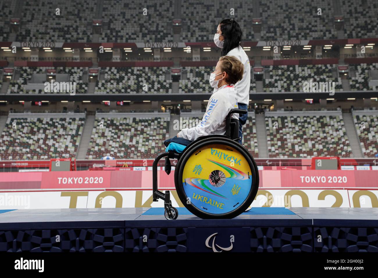 Tokio, Japan, 3. September 2021, Tokio 2020 Paralympische Spiele, Women's Club Throw - F51, Medaillenverleihung. OVSII Zoia Credit: Marco Ciccolella/Alamy Live News Stockfoto