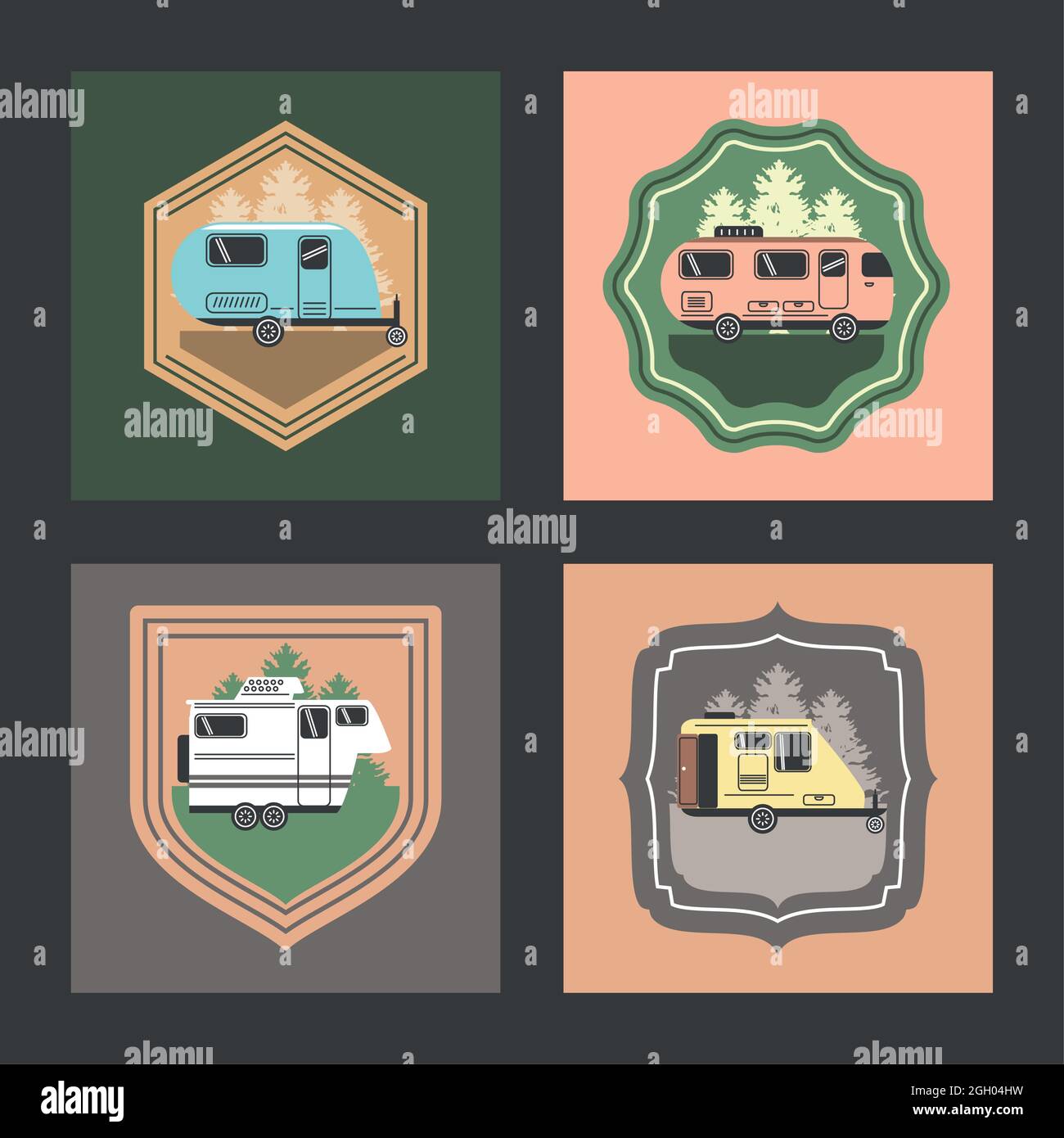 Set von Camper Autos Stock Vektor
