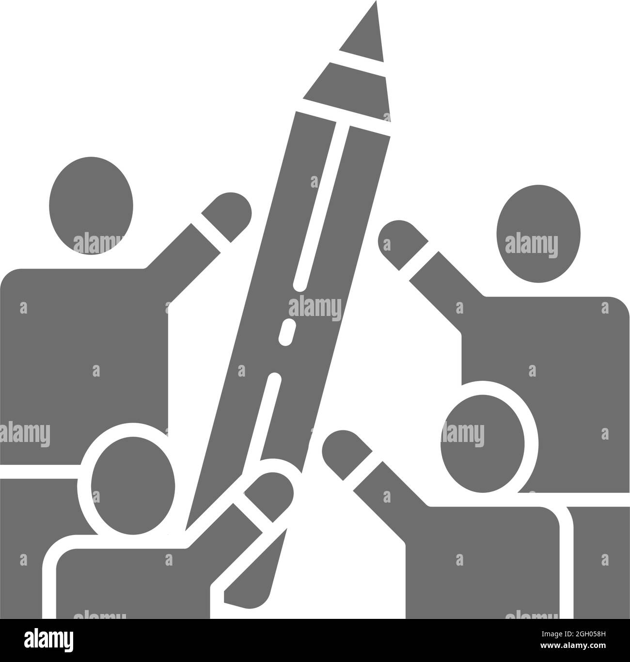 Vector Menschen halten großen Bleistift grauen Symbol. Stock Vektor