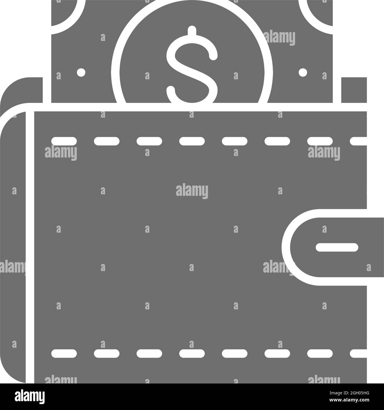 Geldbörse mit Dollar, Geld sparen, investieren grauen Symbol. Stock Vektor