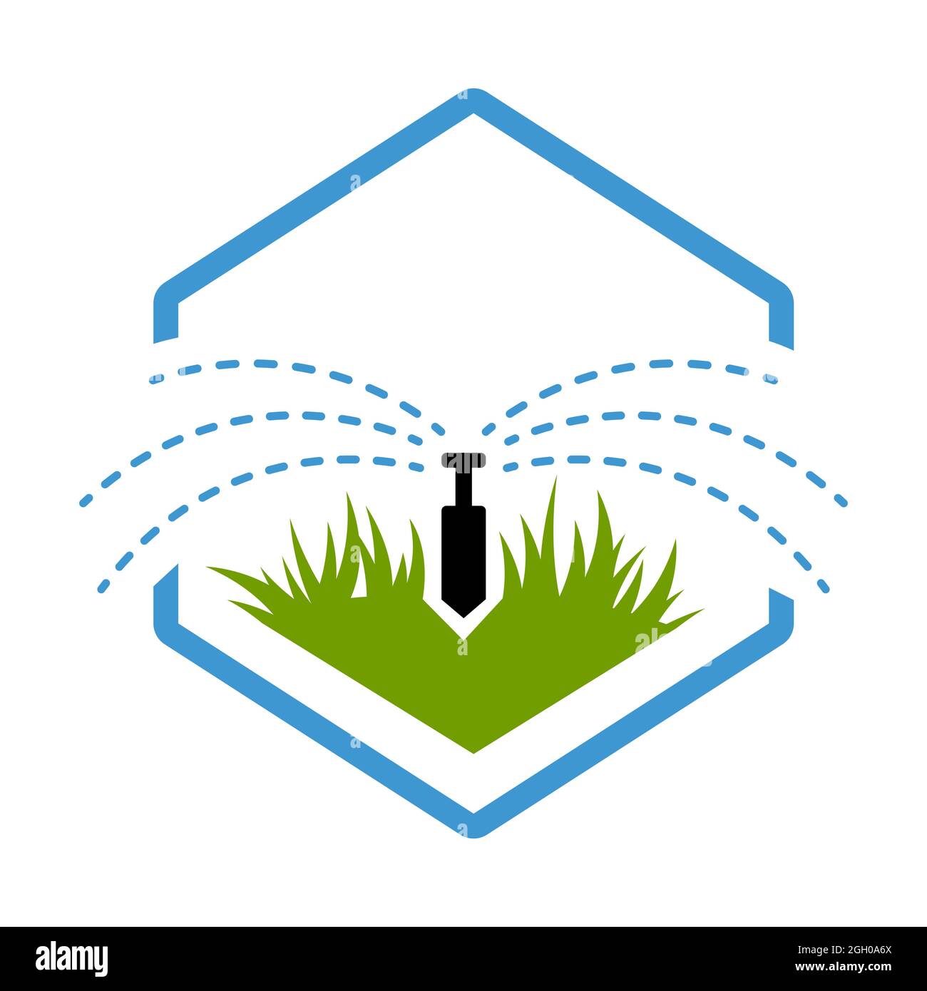 Bewässerungssystem Teile und Tropfbewässerung Sprinkler Bewässerungssystem in einem Tropfen Landschaft Vektor-Design und Abbildung Stock Vektor