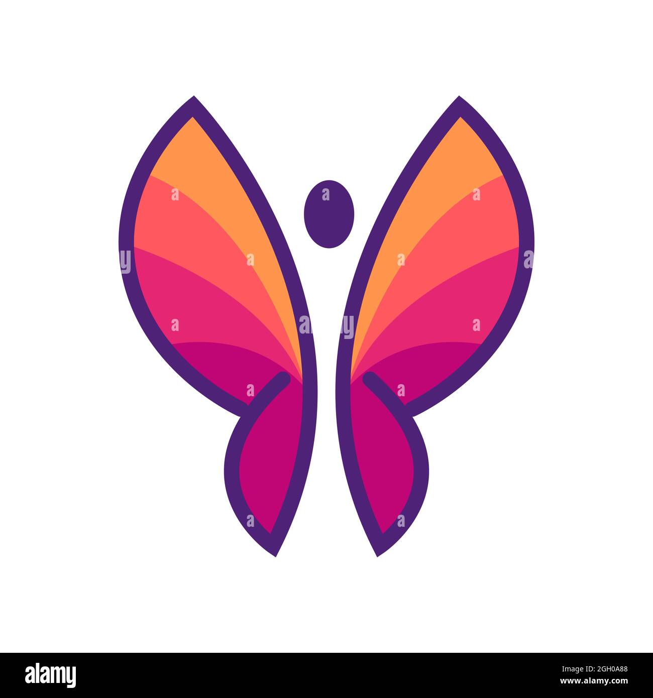 Pastellfarben Schönheit Schmetterlinge Schmetterling Logo-Design mit Regenbogenfarben Stock Vektor