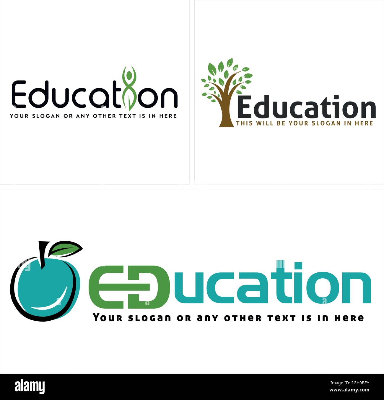 Bildung Natur Blumen Obst Menschen Baum Logo Design Stock Vektor