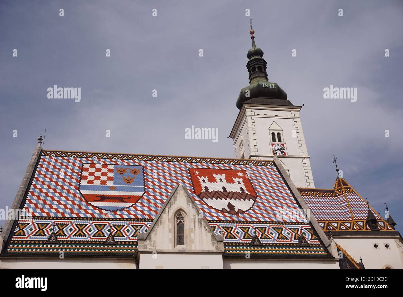 Markuskirche mit dem berühmten bunten Dach, Kroatien 2020 Stockfoto