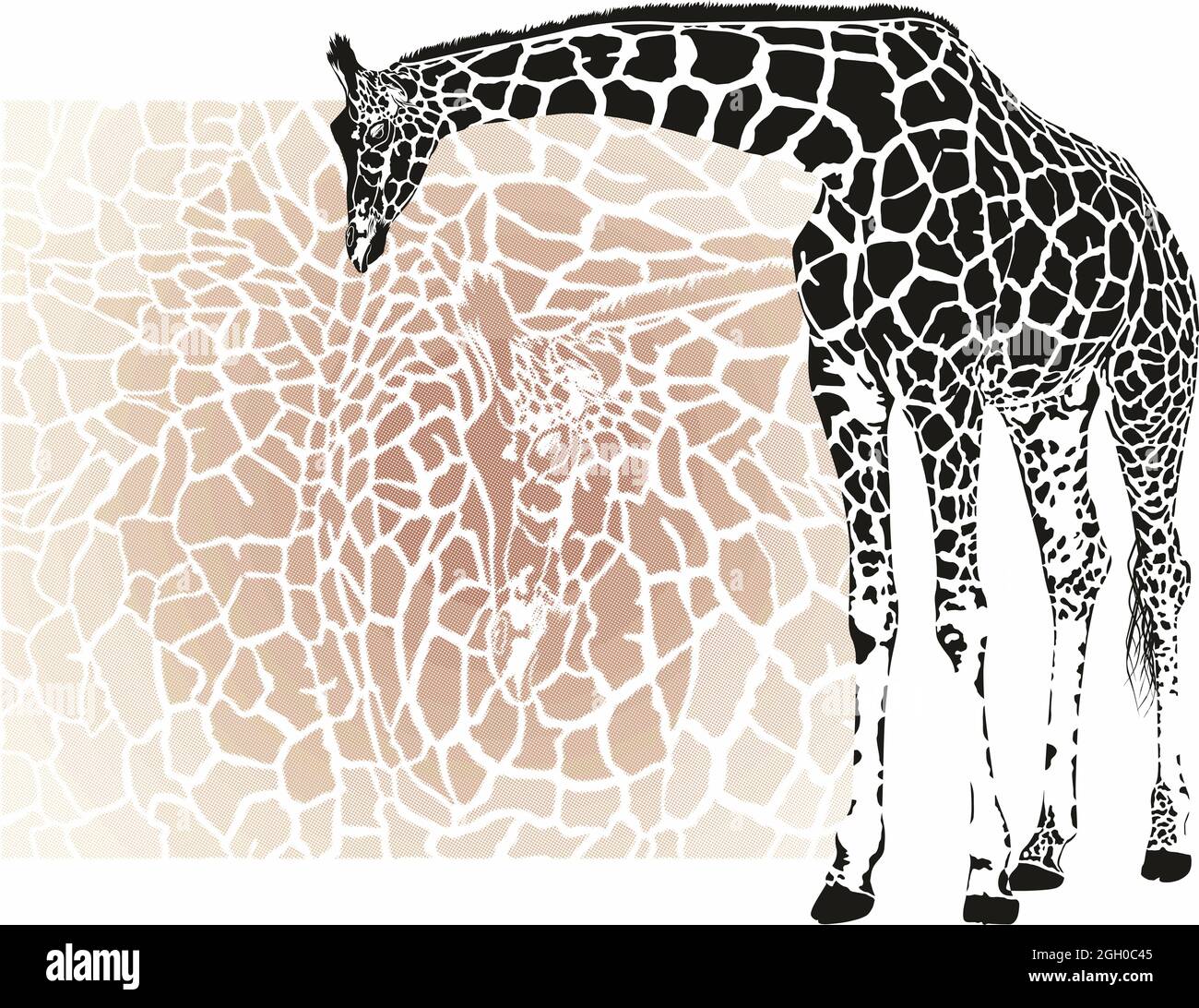 Rasterhintergrund mit Giraffenmotiv Stockfoto