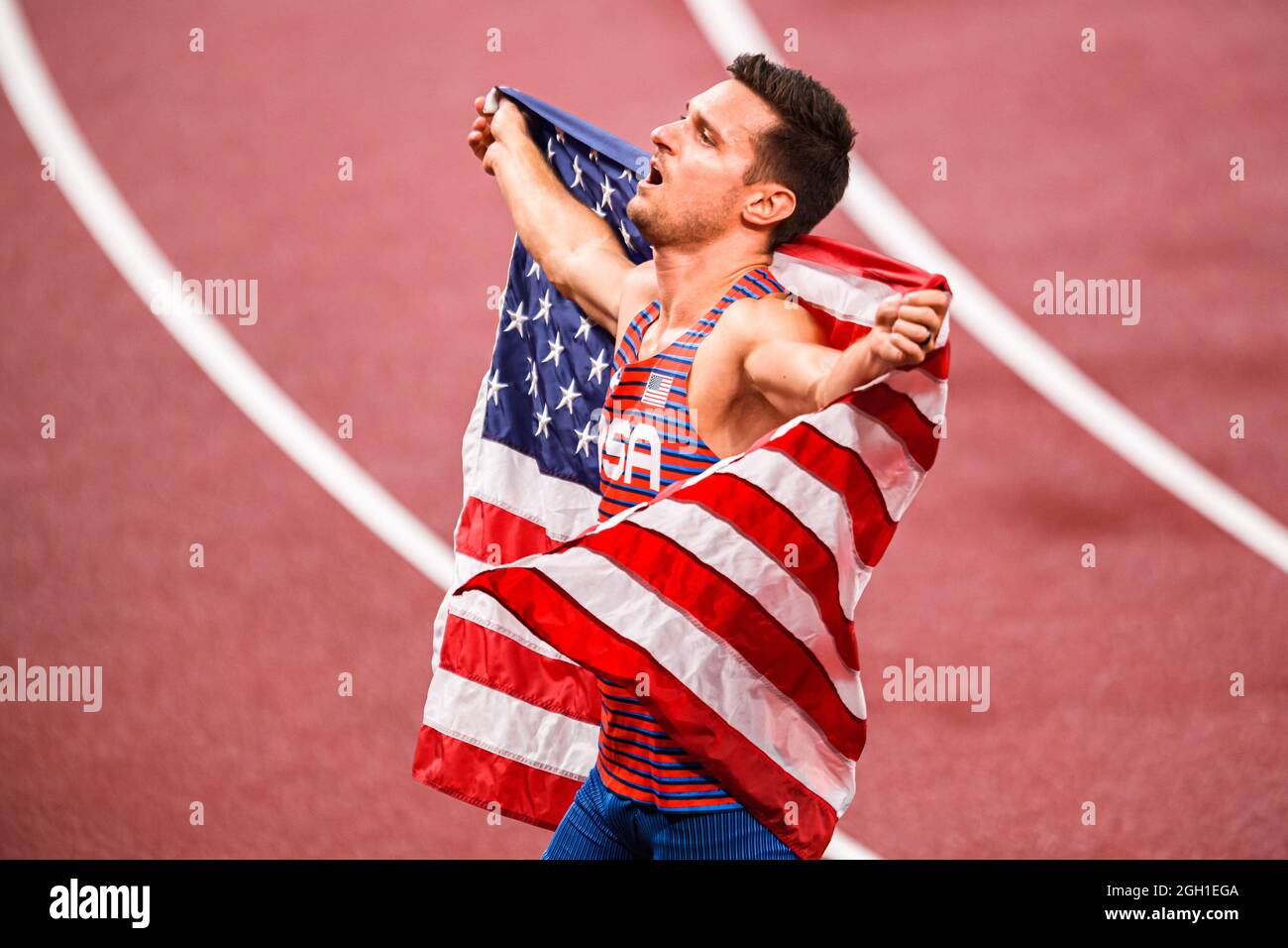 Tokio, Japan. September 2021. Jarryd Wallace (USA) beim 200-m-T64-Finale der Männer während der Leichtathletik-Events - Paralympischen Spiele Tokio 2020 im Olympiastadion am Samstag, den 04. September 2021 in Tokio, Japan. Kredit: Taka G Wu/Alamy Live Nachrichten Stockfoto