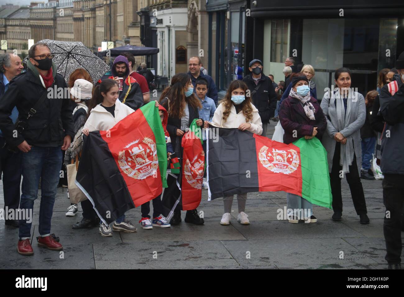 Newcastle upon Tyne, Großbritannien, 4. September 2021, Afghan Refugees Welcome Demo in Newcastle upon Tyne, Oberbürgermeister von Newcastle upon Tyne Ratsmitglied Habib Rahman besuchte, Quelle: David Whinham/Alamy Live News Stockfoto