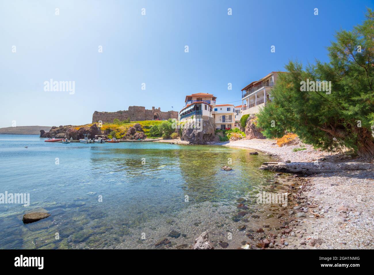 Malerisches Dorf Sigri, Insel Lesvos, Griechenland. Stockfoto