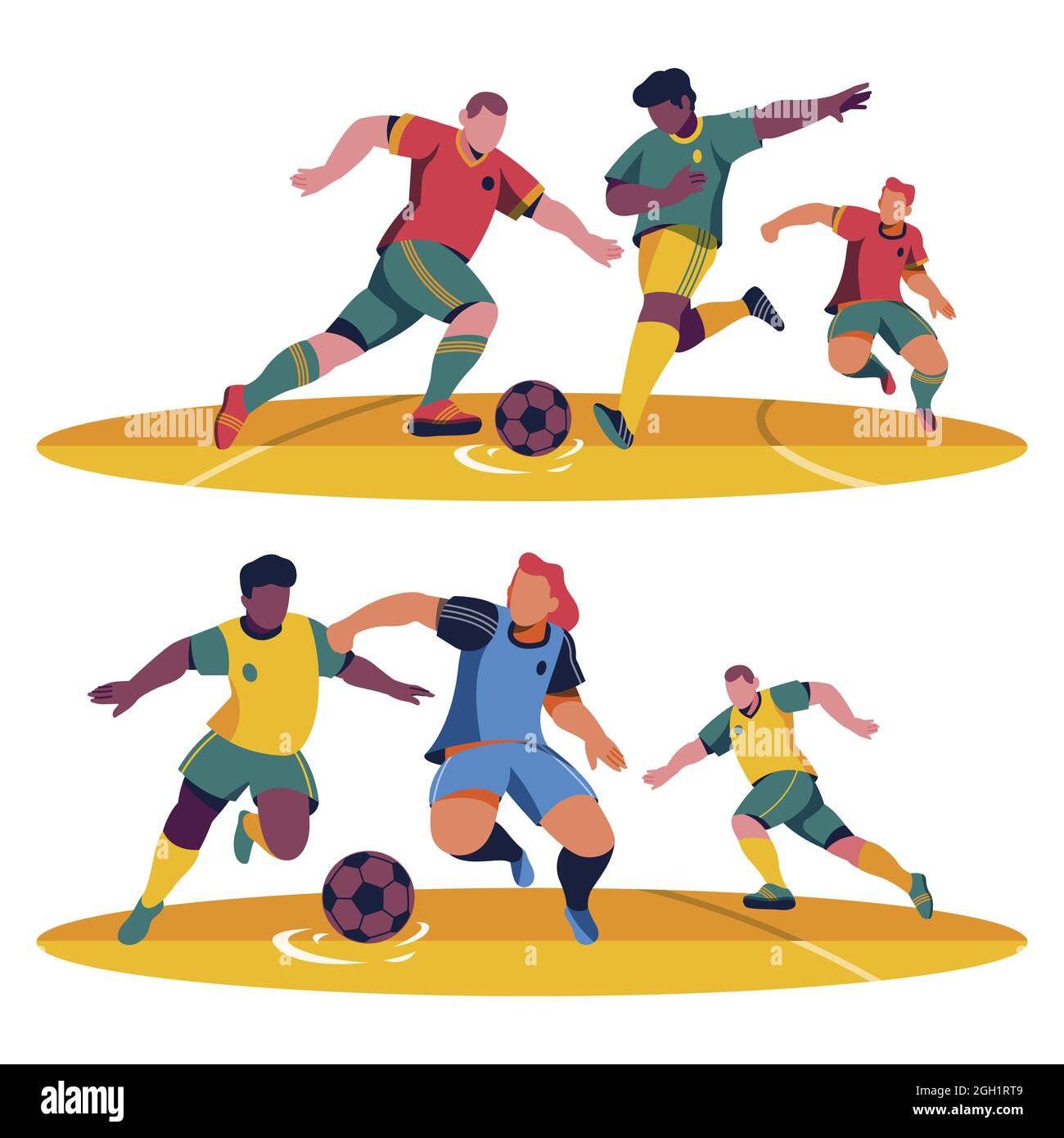 Flache Fußballspieler packen Vektorgrafik. Stock Vektor
