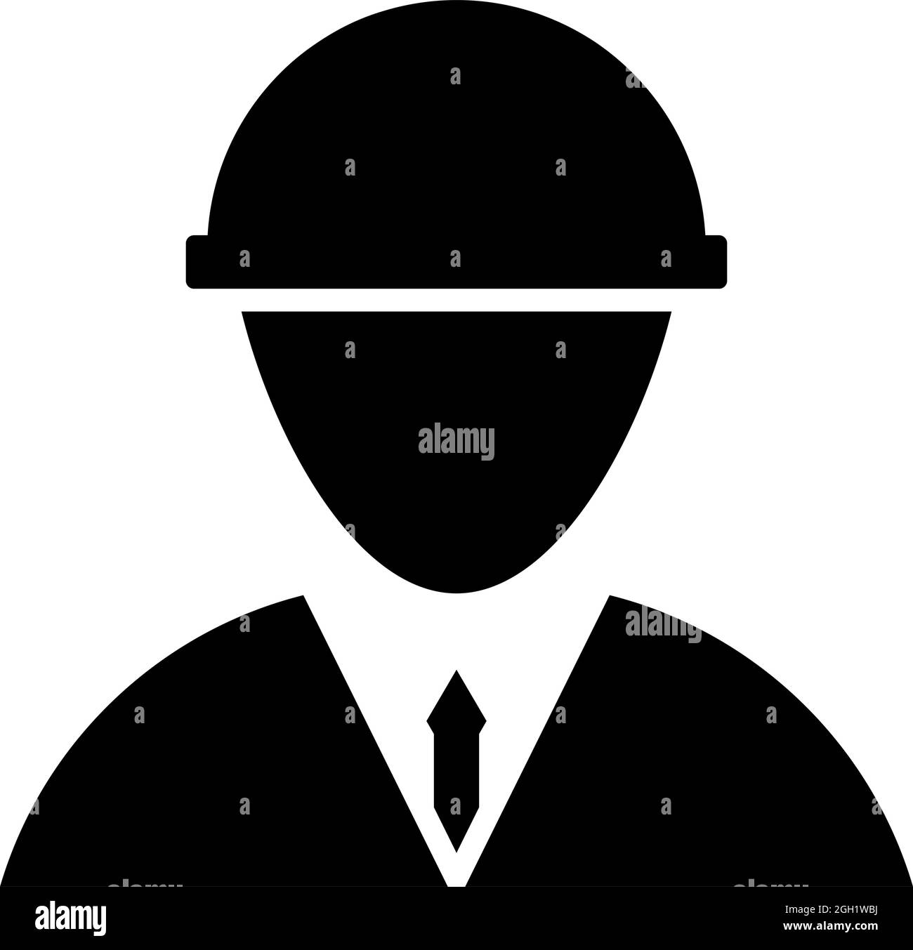 Symbol Für Den Leiter Des Bauarbeiters In Helm. Schwarzes Stencil-Design. Vektorgrafik. Stock Vektor