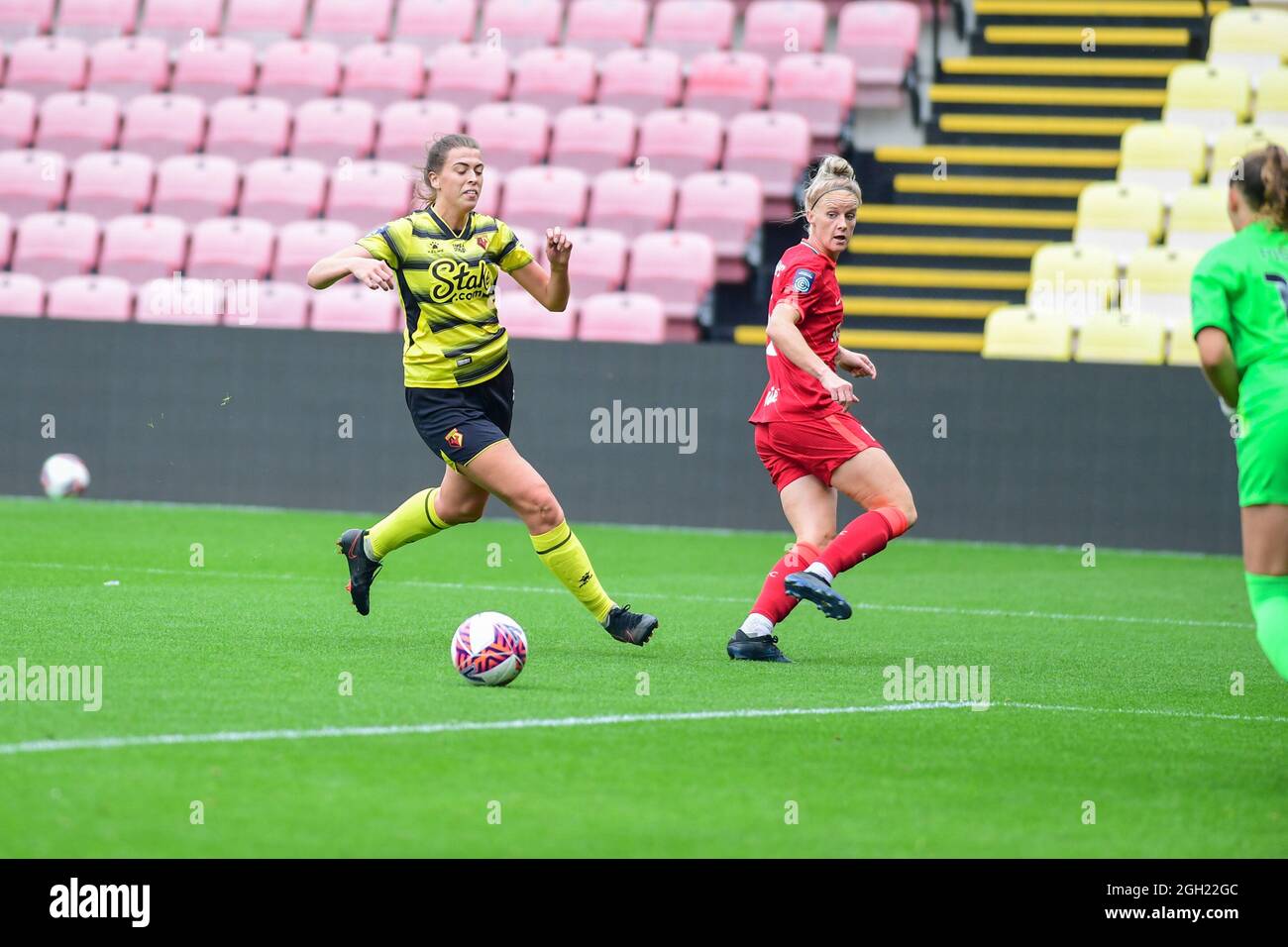 Anaisa Harney (9 watford) während der FA Womens Championship Watford gegen Liverpool in Vicarage Road - Watford-England Stockfoto