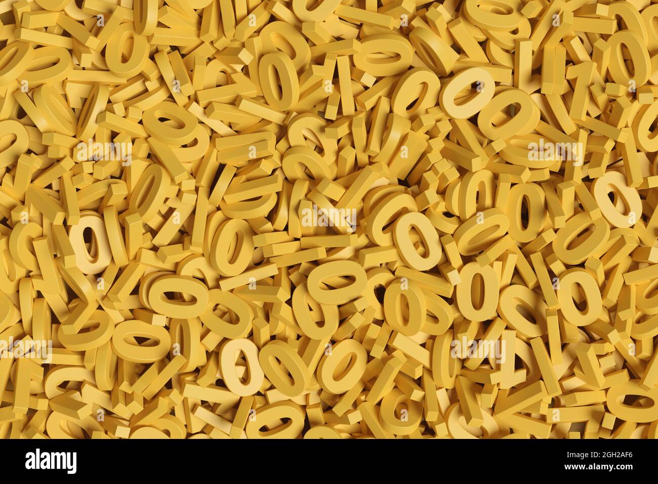 Hintergrund für gelbe Binärzahlen. 3d-Illustration. Stockfoto