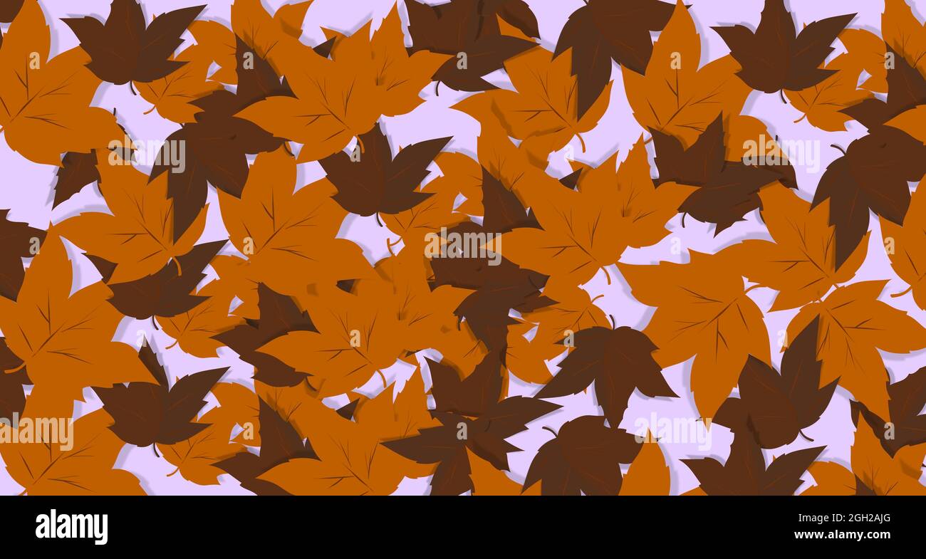 Sepia-Farbpalette. HERBSTKUNST. Coole Tapete. Satz getrockneter brauner Blätter, charakteristisch für die Zeit. Typische Herbstsaison Atmosphäre........................ Stockfoto