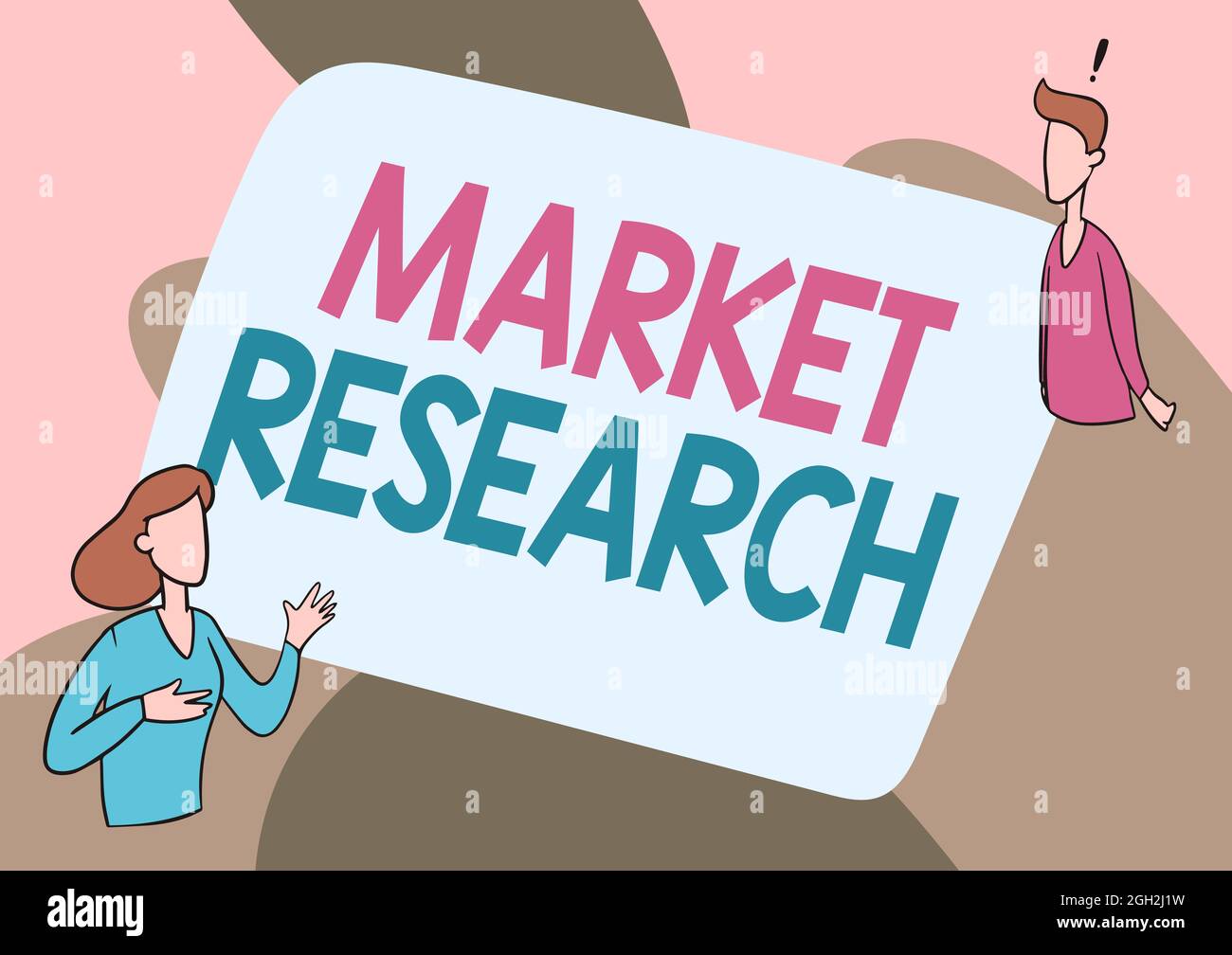 Konzeptionelle Darstellung Marktforschung. Wort geschrieben über das Sammeln von Informationen über die Bedürfnisse und Vorlieben der Verbraucher Lady Illustration mit Exploratory Stockfoto