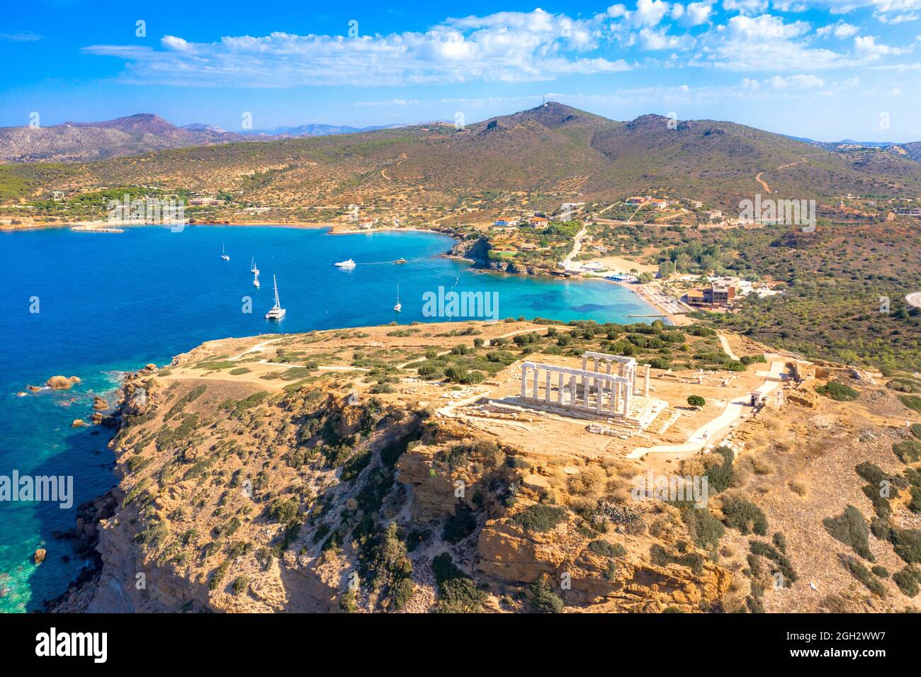 Der alte Tempel von Poseidon in Sounion, Attika, Griechenland Stockfoto