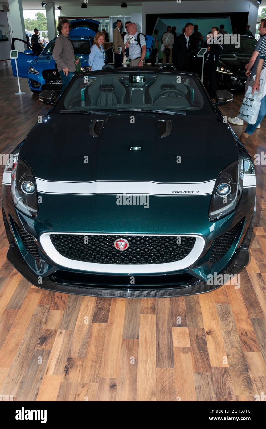 Jaguar F Type Project 7 beim Goodwood Festival of Speed Motorradrennen 2014. Typ X152 Grand Tourer Stockfoto