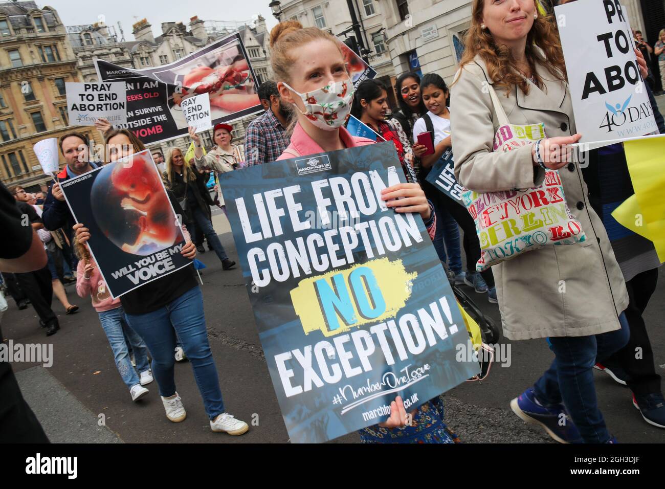 LONDON, ENGLAND - 04 2021. SEPTEMBER, Anti Abtreibung Marsch for Life Protest in Central London Kredit: Lucy North/Alamy Live News Stockfoto