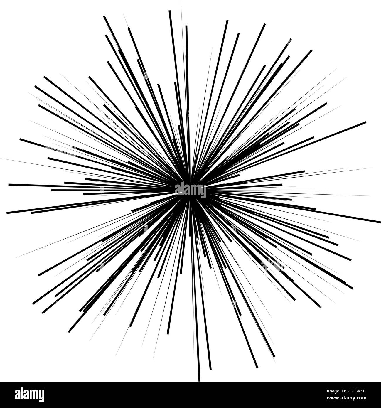 Radiale, strahlende dynamische Strahlen, Strahlungslinien. Starburst, Sunburst-Element. Glanz-, Glanz-Effekt. Glitzer, Glitzer, Glitzer, Glare-Design – Stock Vector illu Stock Vektor