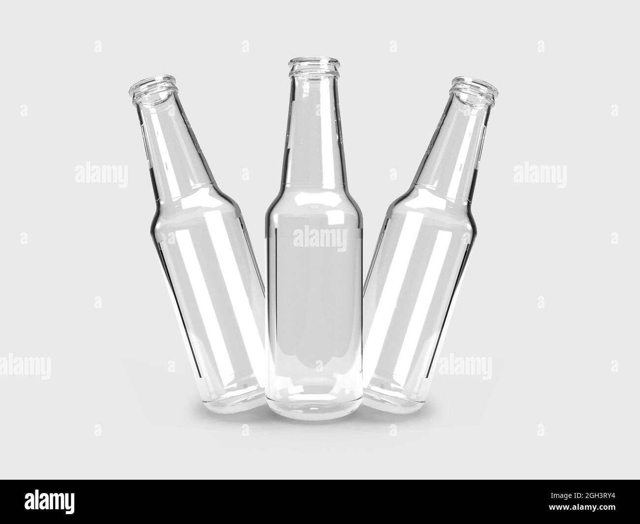 Bierflasche 3D Illustration Mockup Szene auf isoliertem Hintergrund Stockfoto