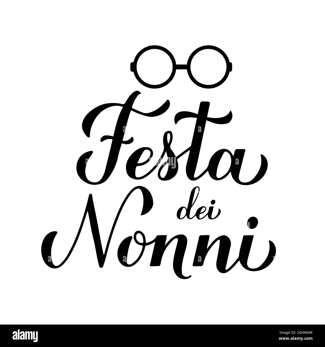 Festa dei Nonni - Großeltern-Tag auf Italienisch. Kalligraphie-Handschriftzug isoliert auf Weiß. Grußkarte für Großmutter und Großvater. Vektor-Tem Stock Vektor