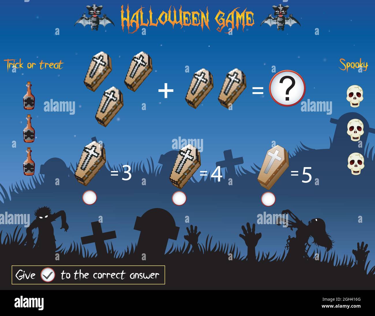 Spiel zählen die Särge in der halloween-Thema Stock Vektor