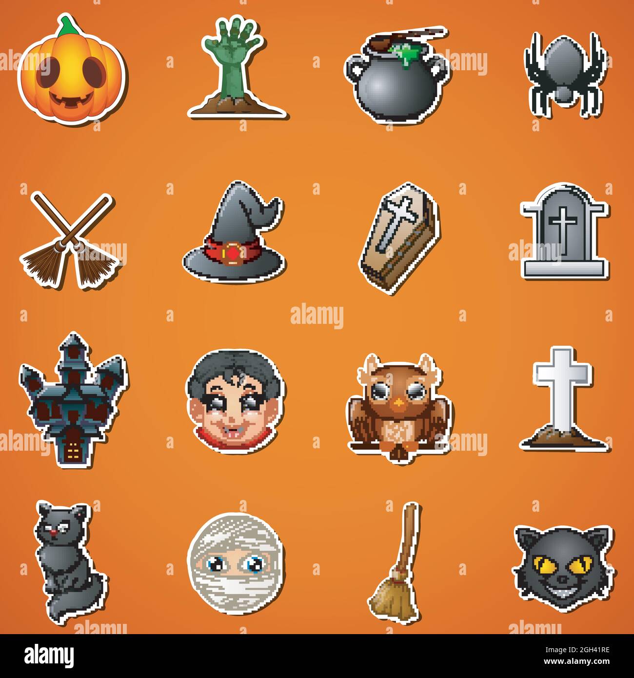 Fröhliche halloween niedlichen Sticker Stock Vektor