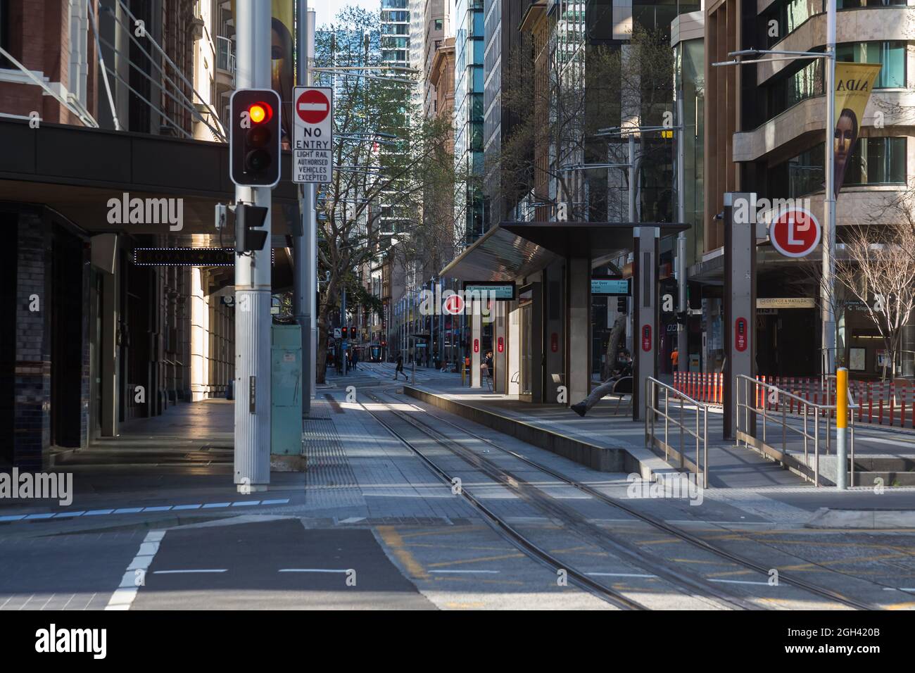 Sydney, Australien. Mittwoch, 4. September 2021. Das zentrale Geschäftsviertel von Sydney sieht sehr verlassen aus, da die täglichen Fälle von Covid-19 ständig zunehmen. Stockfoto