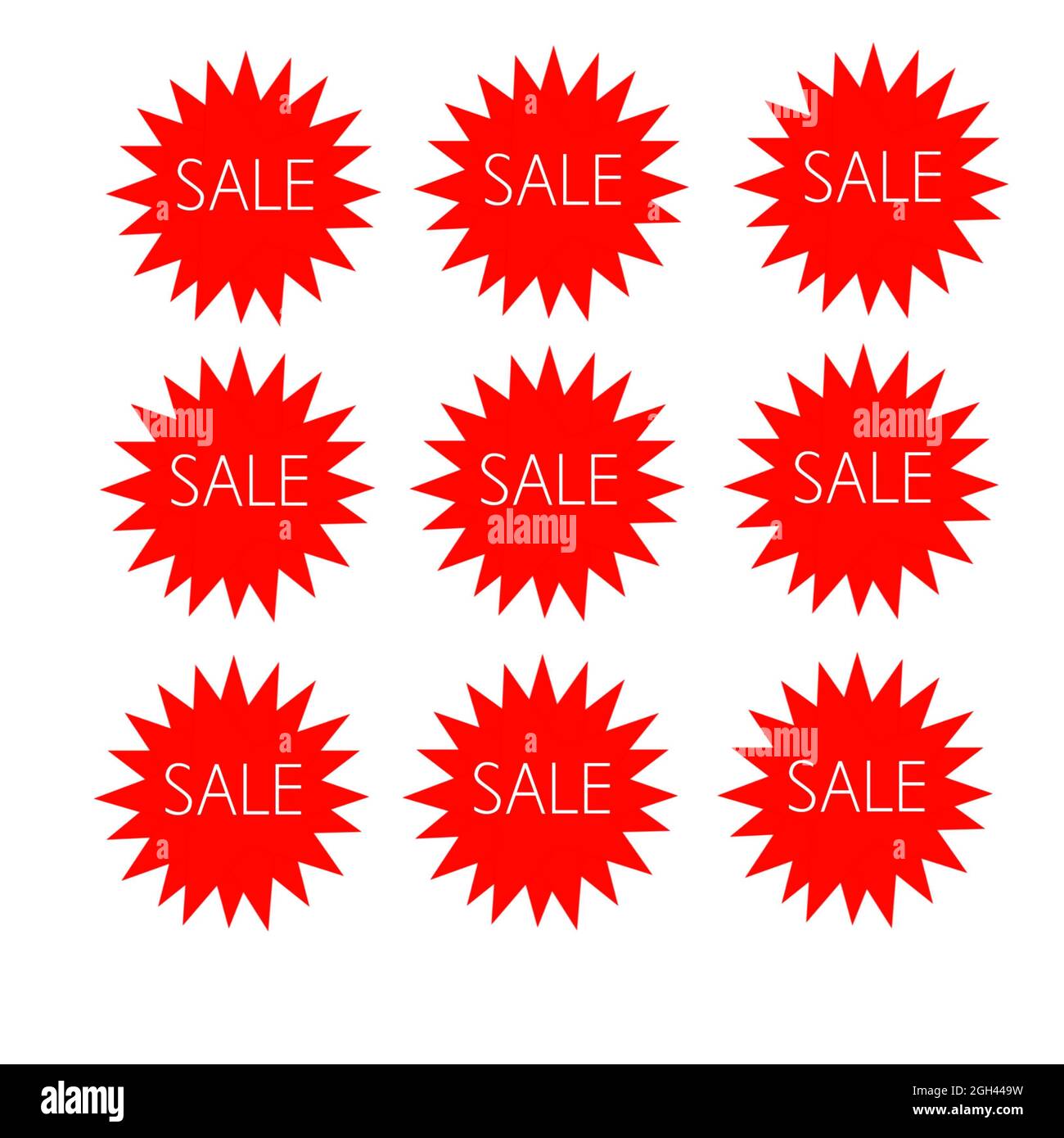 Verkauf Aufkleber bunten Stern und weißen Buchstaben Symbol 3d Stockfoto