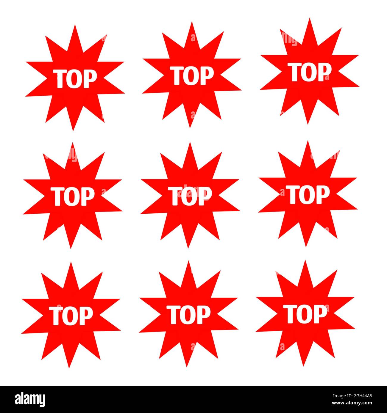 Top Aufkleber bunten Stern und weißen Buchstaben Symbol 3d Stockfoto