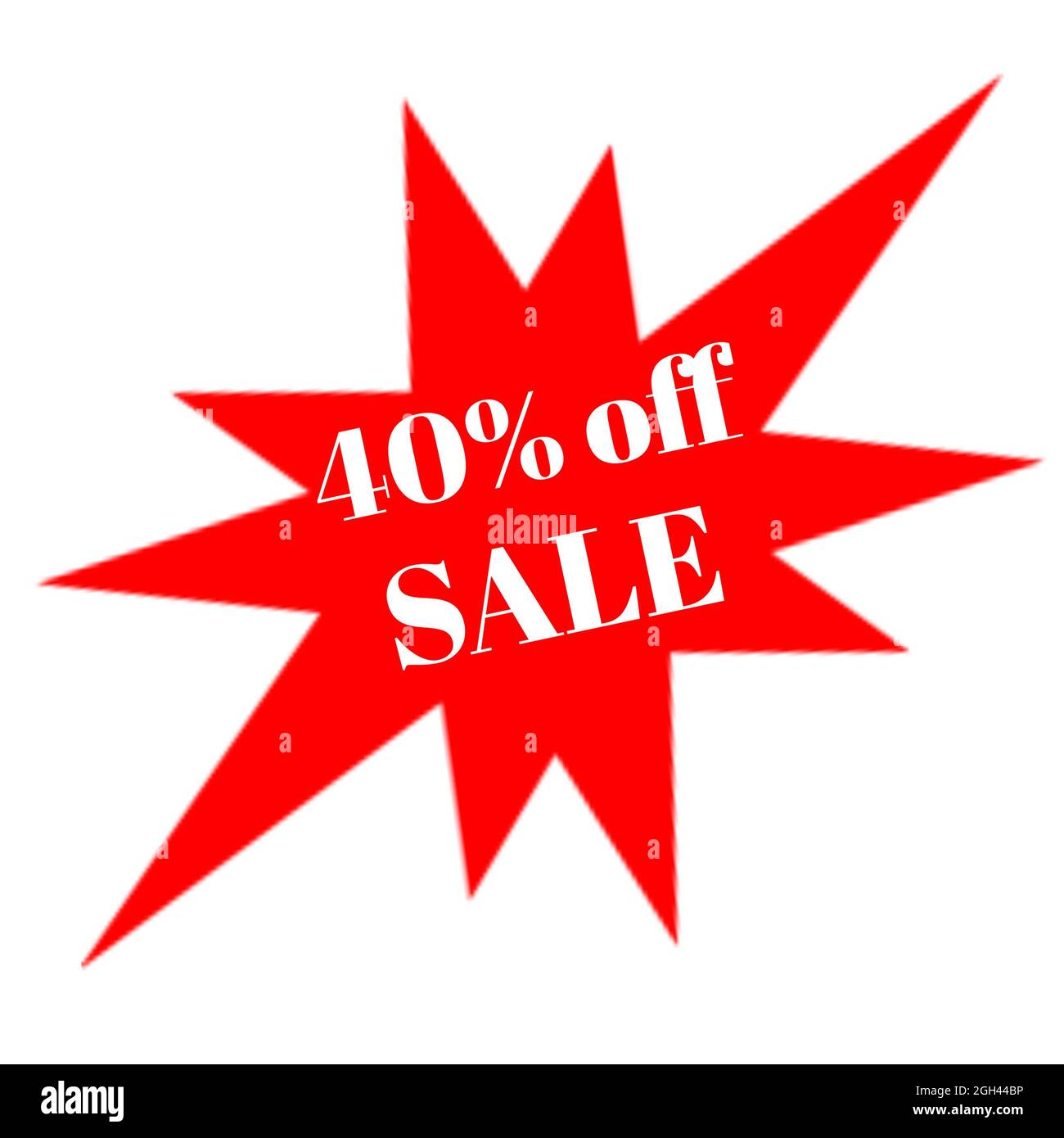 40 % Rabatt auf den Aufkleber für Werbeaktionen Stockfoto