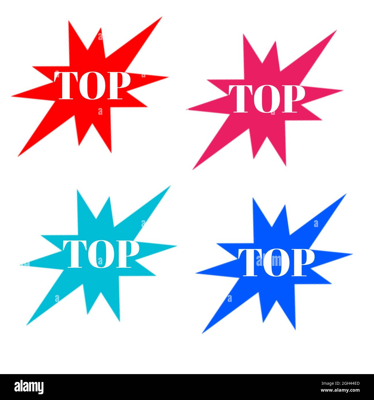 Top Aufkleber bunten Stern und weißen Buchstaben Symbol 3d Stockfoto